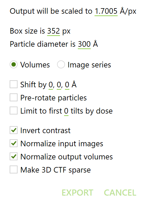 Sub-tomogram export