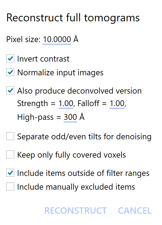 Reconstruct Full Tomograms