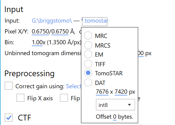 Import TomoSTAR